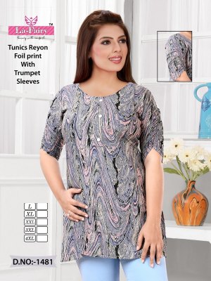La fairy present reyon foil printed tunics catalogue at affordable rate western wear catalogs
