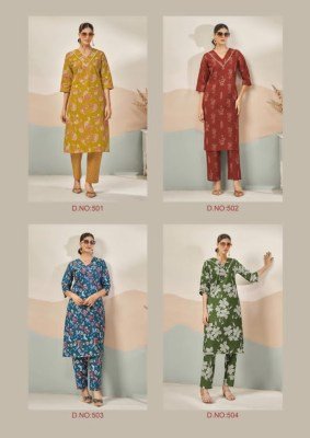 Laado Kavya Vol 5 Heavy Cotton Printed Kurti Catalogs Long Cord Set Top with Lace Printed Plazzo Pants Wholesale kurtis catalogs