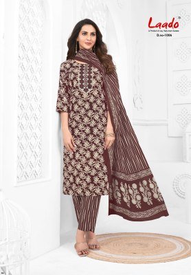 Laado Malika Vol 1 Pure Cotton Kurti Pant Dupatta Set Printed with Neck Embroidery Wholesale Ethnic Wear kurti pant with dupatta Catalogs