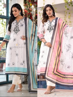 Label Khoj by D No 9617 linen cotton printed kurti pant and dupatta catalogue at low rate 