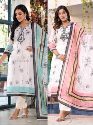 Label Khoj by D No 9617 linen cotton printed kurti pant and dupatta catalogue at low rate Amavi