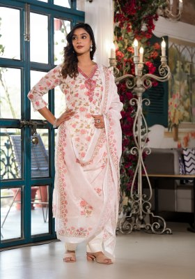 Label Khoj by D No 9617 linen cotton printed kurti pant and dupatta catalogue at low rate readymade suit catalogs