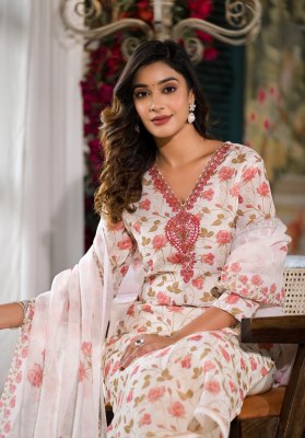 Label Khoj by D No 9617 linen cotton printed kurti pant and dupatta catalogue at low rate readymade suit catalogs