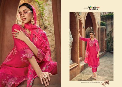 Lady Leela Gulmohar Viscose Silk Kurti Pant with Digital Organza Dupatta readymade suit catalogs