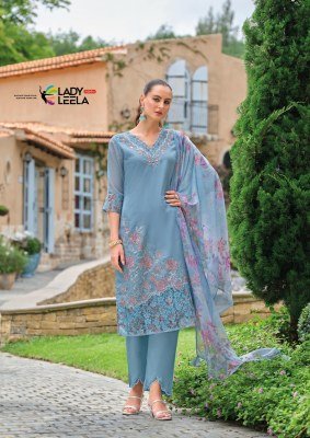 Lady Leela Inaya 3 Designer Organza Kurti Set with Hand Embroidery  Viscose Silk Pants And Organaza Printed Dupatta Wholesale kurtis catalogs