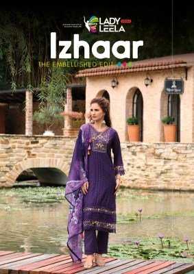 Lady Leela Izhaar Festive Edit Pure Maslin Schiffli Top, Silk Bottom And Tassel Trim Organza Dupatta Wholesale kurtis catalogs