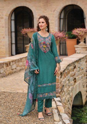 Lady Leela Izhaar Festive Edit Pure Maslin Schiffli Top, Silk Bottom And Tassel Trim Organza Dupatta Wholesale kurtis catalogs
