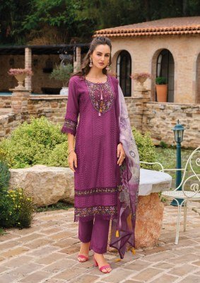 Lady Leela Izhaar Festive Edit Pure Maslin Schiffli Top, Silk Bottom And Tassel Trim Organza Dupatta Wholesale kurtis catalogs