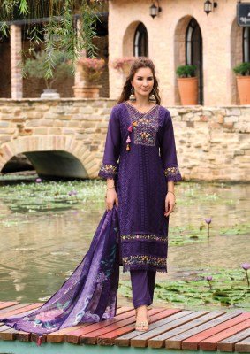 Lady Leela Izhaar Festive Edit Pure Maslin Schiffli Top, Silk Bottom And Tassel Trim Organza Dupatta Wholesale kurtis catalogs