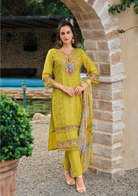 Lady Leela Izhaar Festive Edit Pure Maslin Schiffli Top, Silk Bottom And Tassel Trim Organza Dupatta Wholesale kurtis catalogs