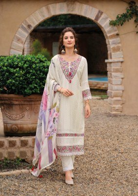 Lady Leela Izhaar Festive Edit Pure Maslin Schiffli Top, Silk Bottom And Tassel Trim Organza Dupatta Wholesale kurtis catalogs