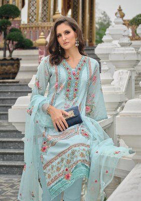 Lady Leela Kainat Handworked Maslin Suit Set with Pure Viscose Pants And Scalloped Organza Dupatta wholesale kurtis catalogs