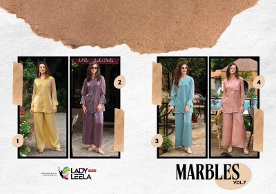 Lady Leela Marbles 7 Luxe Handwork Co ord Set Silk Top And Bottom Designer Culottes  Wholesale co ord set catalogs