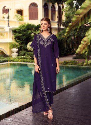 Lady Leela Noor 2 Shimmer Vichitra Handwork Suit Set Handwork Shimmer Vichitra Pant Suit with Embroidered Dupatta Wholesale kurtis catalogs