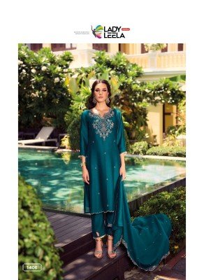 Lady Leela Noor 2 Shimmer Vichitra Handwork Suit Set Handwork Shimmer Vichitra Pant Suit with Embroidered Dupatta Wholesale kurtis catalogs