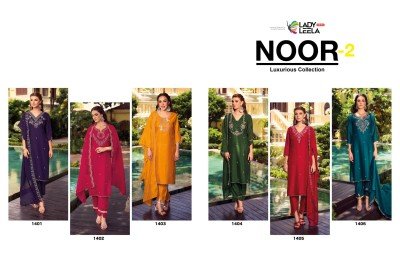 Lady Leela Noor 2 Shimmer Vichitra Handwork Suit Set Handwork Shimmer Vichitra Pant Suit with Embroidered Dupatta Wholesale kurtis catalogs