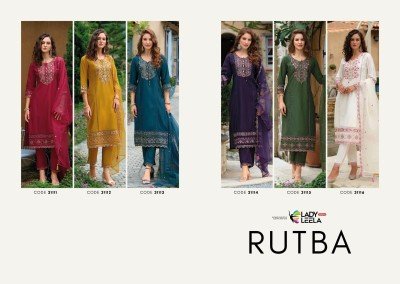 Lady Leela Rutba Pure Viscose Silk Kurti with Hand Embroidery  Sleeve And Daman Work  Matching Silk Pant And Embroidered Organza Dupatta Wholesale kurtis catalogs