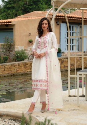 Lady Leela Rutba Pure Viscose Silk Kurti with Hand Embroidery  Sleeve And Daman Work  Matching Silk Pant And Embroidered Organza Dupatta Wholesale kurtis catalogs