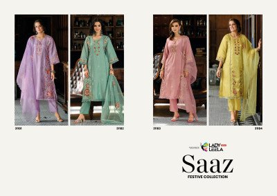  Lady Leela Saaz Designer Heavy Embroidered Viscose Kurti with Silk Pants And Organza Dupatta Wholesale kurtis catalogs