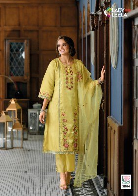  Lady Leela Saaz Designer Heavy Embroidered Viscose Kurti with Silk Pants And Organza Dupatta Wholesale kurtis catalogs