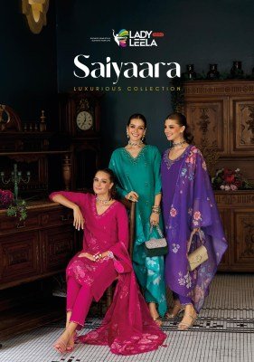 Lady Leela Saiyaara Embroidered Chanderi Kurta Set with Silk Pants And Organza Dupatta Wholesale kurtis catalogs