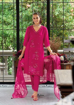 Lady Leela Saiyaara Embroidered Chanderi Kurta Set with Silk Pants And Organza Dupatta Wholesale kurtis catalogs