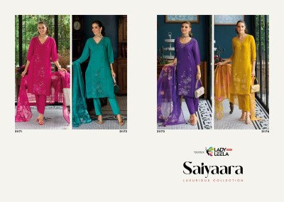 Lady Leela Saiyaara Embroidered Chanderi Kurta Set with Silk Pants And Organza Dupatta Wholesale kurtis catalogs