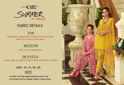 Lady Leela Summer Treads Vol 2 Pure Cotton Embroidery And Handwork Dress Set Top Bottom And Dupatta Wholesale  kurtis catalogs