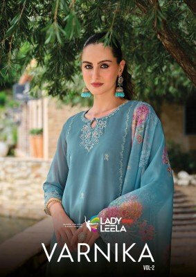 Lady Leela Varnika 2 Designer Embroidery Organza Top with Pure Viscose Silk Pant And Organza Digital Print Dupatta Wholesale kurtis catalogs
