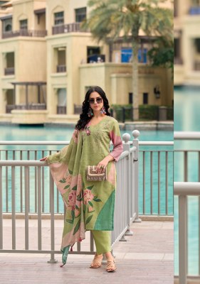 Lady Leela by Summer Pastels pure linen fancy kurti pant and dupatta catalogue readymade suit catalogs