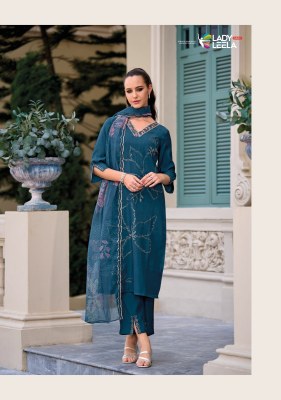 Lady leela by Rabya designer embroidered silk kurti pant with dupatta catalogue at wholesale price readymade suit catalogs