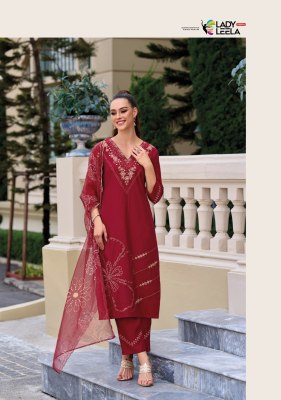 Lady leela by Rabya designer embroidered silk kurti pant with dupatta catalogue at wholesale price readymade suit catalogs