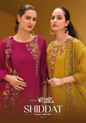 Lady leela by Shiddat 2 heavy embroidered fancy kurti pant and dupatta catalogue at amaviexpo readymade suit catalogs