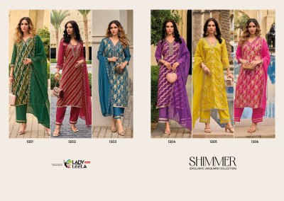 Lady leela by Shimmer pure jacquard embroidered readymade suit catlogue at amaviexpo readymade suit catalogs