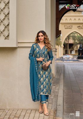 Lady leela by Shimmer pure jacquard embroidered readymade suit catlogue at amaviexpo readymade suit catalogs