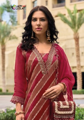 Lady leela by Shimmer pure jacquard embroidered readymade suit catlogue at amaviexpo readymade suit catalogs