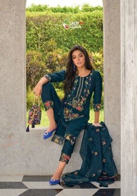 Lady leela by inaayat premium festival collection of kurti pant and dupatta catalog at wholesale rate kurtis catalogs