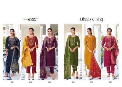 Lady leela by libaas e ishq designer heavy embroidery pure viscose kurti pant and dupatta catalog  at wholesale price kurtis catalogs