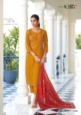 Lady leela by libaas e ishq designer heavy embroidery pure viscose kurti pant and dupatta catalog  at wholesale price kurtis catalogs