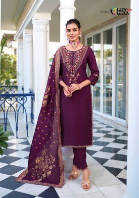Lady leela by libaas e ishq designer heavy embroidery pure viscose kurti pant and dupatta catalog  at wholesale price kurtis catalogs