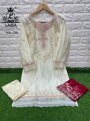 Laiba the designer studio by am vol 230 pure organza with inner kurti bottom and dupatta catalog at wholesale price readymade suit catalogs