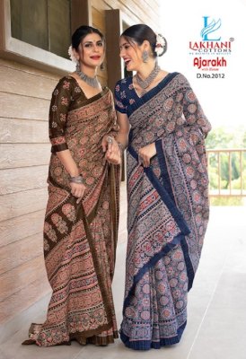 Lakhani by Ajarakh Vol 2  pure Cotton Ajarakh Saree catalogue at wholesale price sarees catalogs