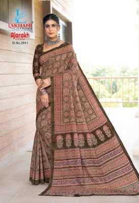 Lakhani by Ajarakh Vol 2  pure Cotton Ajarakh Saree catalogue at wholesale price sarees catalogs