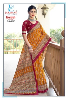 Lakhani by Ajarakh Vol 2  pure Cotton Ajarakh Saree catalogue at wholesale price sarees catalogs