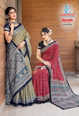 Lakhani by Ajarakh Vol 2  pure Cotton Ajarakh Saree catalogue at wholesale price sarees catalogs
