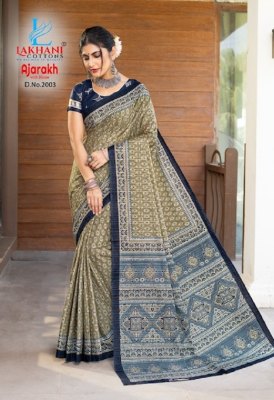 Lakhani by Ajarakh Vol 2  pure Cotton Ajarakh Saree catalogue at wholesale price sarees catalogs