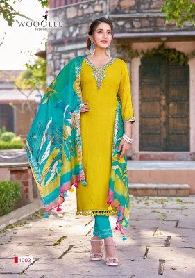 Lamha by Wooglee reyon hand embroidered readymade suit catalogue at affordable rate readymade suit catalogs