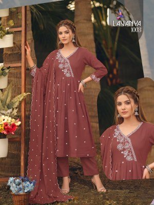 Lavanya 3PCS Heavy Roman Silk Kurti Pant with Cut Work Embroidered Dupatta kurti pant with dupatta Catalogs
