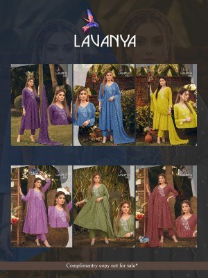 Lavanya 3PCS Heavy Roman Silk Kurti Pant with Cut Work Embroidered Dupatta kurti pant with dupatta Catalogs