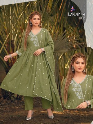 Lavanya 3PCS Heavy Roman Silk Kurti Pant with Cut Work Embroidered Dupatta kurti pant with dupatta Catalogs